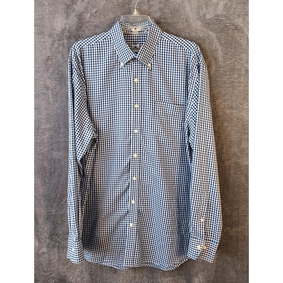Peter Millar Shirt Men's Size XL Nanoluxe Easycare Gingham Dress Shirt - Picture 4 of 14